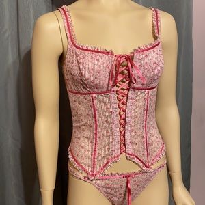Bustier/Thong Set pink floral